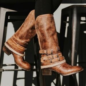 Freebird Drover Brown Leather Buckle Boots